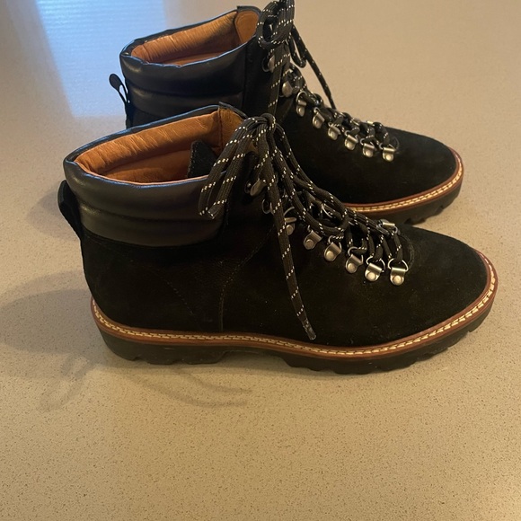 Madewell Enzo Black Suede Lugsole Boots - Picture 5 of 8